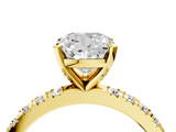 Yellow gold Cushion Diamond Pavé Band Solitaire with Four-Prong Setting_184