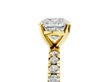 Yellow gold Cushion Diamond Pavé Band Solitaire with Four-Prong Setting_185