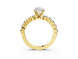 Yellow gold Cushion Diamond Pavé Band Solitaire with Four-Prong Setting_19