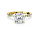 Yellow gold Cushion Diamond Pavé Band with Six-Prong Setting_59