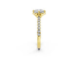Yellow gold Cushion Diamond Pave Band with Floral Prong Setting_29