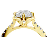 Yellow gold Cushion Diamond Pave Band with Floral Prong Setting_31
