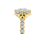 Yellow gold Cushion Diamond Pave Band with Floral Prong Setting_32