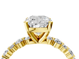 Yellow gold Cushion Diamond Prong Set Engagement Ring with Pave Band_207