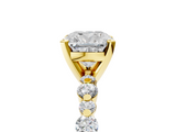 Yellow gold Cushion Diamond Prong Set Engagement Ring with Pave Band_208