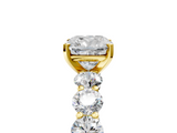 Yellow gold Cushion Diamond Prong Setting with Side Stones on a Pave Band_125