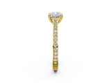 Yellow gold Cushion Diamond Solitaire with Pave Band and Six-Prong Setting_34