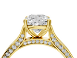 Yellow gold Cushion Diamond Solitaire with Pave Band and Six-Prong Setting_36