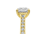 Yellow gold Cushion Diamond Solitaire with Pave Band and Six-Prong Setting_37