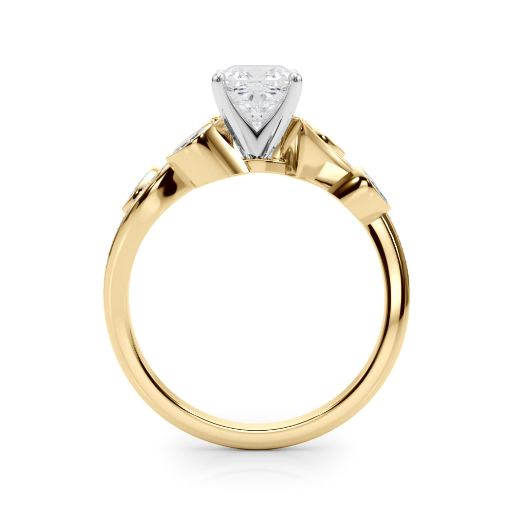 Yellow gold Cushion Diamond Swirl Band with Prong Setting 2