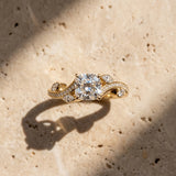 Yellow gold Cushion Diamond Swirl Band with Prong Setting_10