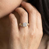 Yellow gold Cushion Diamond Swirl Band with Prong Setting_9