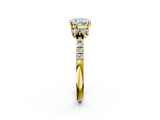 Yellow gold Cushion Diamond Three-Stone Pave Band with Four-Prong Setting_34