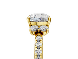 Yellow gold Cushion Diamond Three-Stone Pave Band with Four-Prong Setting_37