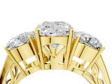 Yellow gold Cushion Diamond Three-Stone Ring with Prong Setting and Textured Band_10