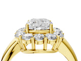 Yellow gold Cushion Halo Cluster Diamond Engagement Ring with Prong Setting and Polished Band_29