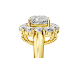 Yellow gold Cushion Halo Cluster Diamond Engagement Ring with Prong Setting and Polished Band_30