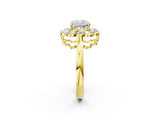 Yellow gold Cushion Halo Cluster Diamond Engagement Ring with Solitaire Band and Prong Setting_51