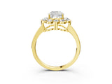 Yellow gold Cushion Halo Cluster Diamond Engagement Ring with Solitaire Band and Prong Setting_52