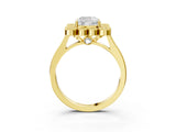 Yellow gold Cushion Halo Diamond Cluster Engagement Ring with Milgrain Bezel Setting and Solitaire Band_108