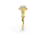 Yellow gold Cushion Halo Diamond Engagement Ring with Filigree Band and Four-Prong Setting_83