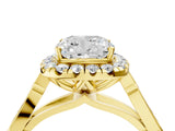Yellow gold Cushion Halo Diamond Engagement Ring with Filigree Band and Four-Prong Setting_85
