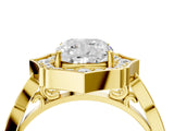 Yellow gold Cushion Halo Diamond Engagement Ring with Milgrain Band and Four-Prong Setting_41