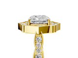 Yellow gold Cushion Halo Diamond Engagement Ring with Milgrain Band and Four-Prong Setting_42