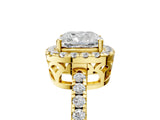 Yellow gold Cushion Halo Diamond Engagement Ring with Pavé Band and Four-Prong Setting_44