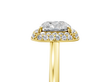 Yellow gold Cushion Halo Diamond Engagement Ring with Solitaire Band and Four-Prong Setting_25