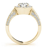 Yellow gold Cushion Halo Diamond Engagement Ring with Split Shank Band and Four-Prong Setting 2