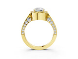 Yellow gold Cushion Halo Diamond Engagement Ring with Split Shank Band and Four-Prong Setting_9