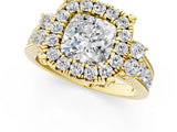 Yellow gold Cushion Halo Diamond Engagement Ring with Split Shank and Four-Prong Setting 1