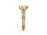 Yellow gold Cushion Halo Diamond Engagement Ring with Split Shank and Four-Prong Setting 2