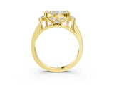 Yellow gold Cushion Halo Diamond Engagement Ring with Split Shank and Four-Prong Setting 3