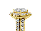 Yellow gold Cushion Halo Diamond Engagement Ring with Split Shank and Prong Setting_71