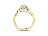 Yellow gold Cushion Halo Diamond Engagement Ring with Twisted Band and Four-Prong Setting 3