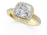 Yellow gold Cushion Halo Diamond Pavé Band Ring with Prong Setting_20