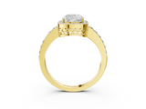 Yellow gold Cushion Halo Diamond Pavé Band Ring with Prong Setting_22