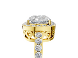 Yellow gold Cushion Halo Diamond Pavé Band Ring with Prong Setting_24