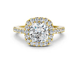 Yellow gold Cushion Halo Diamond Pavé Solitaire Ring_33
