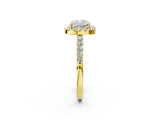 Yellow gold Cushion Halo Diamond Pavé Solitaire Ring_35