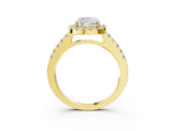 Yellow gold Cushion Halo Diamond Pavé Solitaire Ring_36