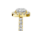 Yellow gold Cushion Halo Diamond Pavé Solitaire Ring_38