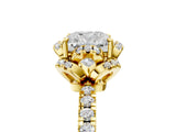 Yellow gold Cushion Halo Diamond Pave Band Ring with Four-Prong Setting_20