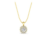 Yellow gold Cushion Halo Diamond Pendant with Four-Prong Setting_3