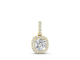 Yellow gold Cushion Halo Diamond Pendant with Prong Setting_4