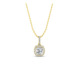 Yellow gold Cushion Halo Diamond Pendant with Prong Setting_5