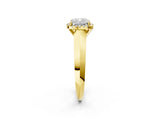 Yellow gold Cushion Halo Diamond Ring with Cathedral Band and Four-Prong Setting_64
