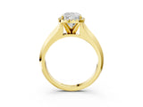 Yellow gold Cushion Halo Diamond Ring with Cathedral Band and Four-Prong Setting_65